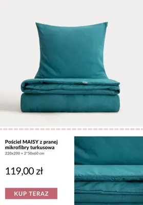 Pościel MAISY z pranej mikrofibry turkusowa promocja w Homla