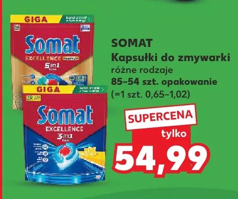 Kapsułki do zmywarki różne rodzaje Somat promocja w Kaufland