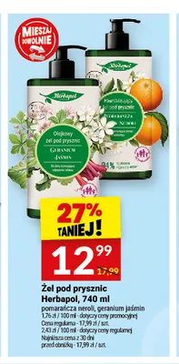 Żel pod prysznic geranium jaśmin Herbapol promocja w Twój Market