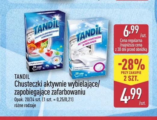 Chusteczki aktywnie wybielające Tandil promocja w Aldi
