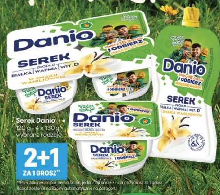Serek homogenizowany Danio o smaku truskawkowym promocja w Delikatesy Centrum