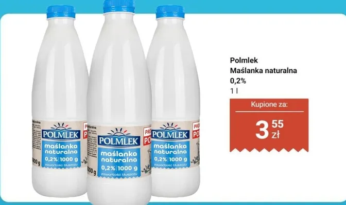 Maślanka naturalna 0,2% promocja w Dino
