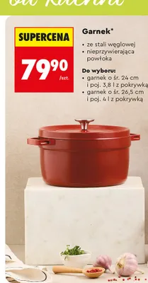 Garnek 24 cm 3,8 l z pokrywką promocja w Biedronka