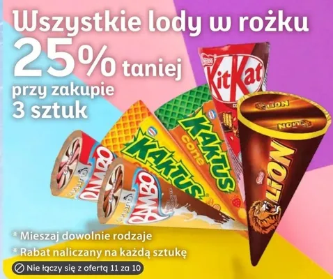 Lody w rożku wszystkie rodzaje promocja w Dino