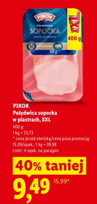 Polędwica sopocka w plastrach Pikok XXL promocja w Lidl