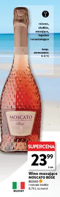 Wino musujące Moscato Rose Bosio promocja w Intermarche