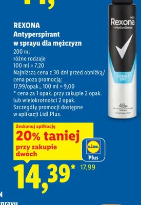 Antyperspirant w sprayu dla mężczyzn Rexona Men Cobalt Dry promocja w Lidl