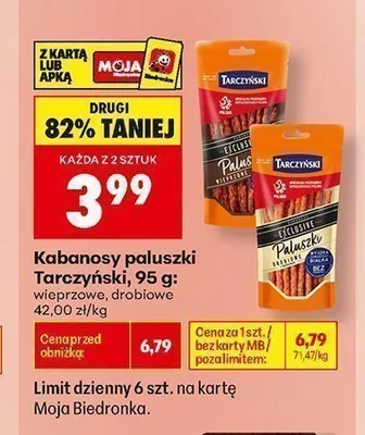 Kabanosy paluszki Tarczyński wieprzowe promocja w Biedronka