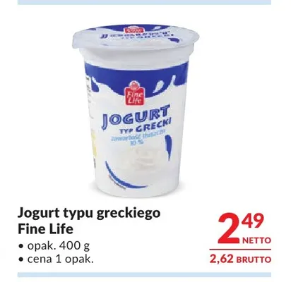 Jogurt typu greckiego Fine Life promocja w Makro