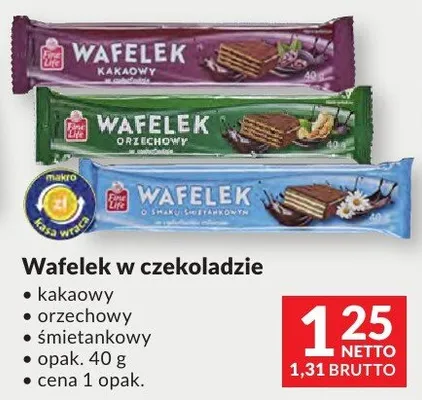 Wafelek w czekoladzie kakaowy orzechowy śmietankowy Fine Life promocja w Makro