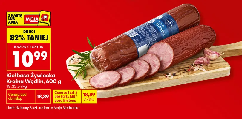 Kiełbasa żywiecka Kraina Wędlin promocja w Biedronka
