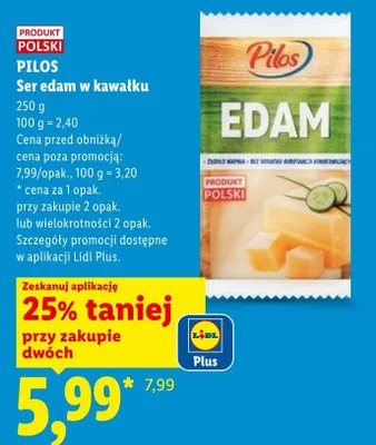 Ser edam w kawałku Pilos promocja w Lidl