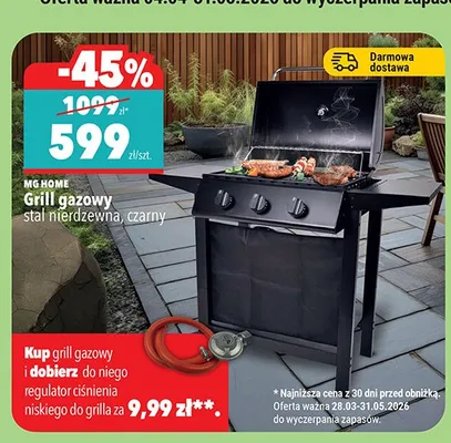 Grill gazowy stal nierdzewna, czarny promocja w Biedronka