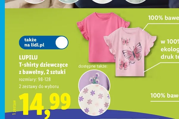 T-shirty dziewczęce Lupilu 2-pak promocja w Lidl