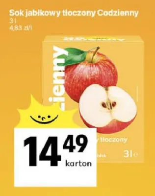 Sok jabłkowy tłoczony Codzienny 3l promocja w Delikatesy Centrum