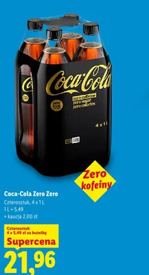 Napój gazowany Coca-Cola Zero Zero 4-pak 1l promocja w Lidl