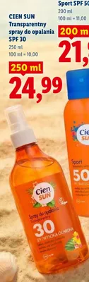 Transparentny spray do opalania Cien Sun SPF 30 promocja w Lidl
