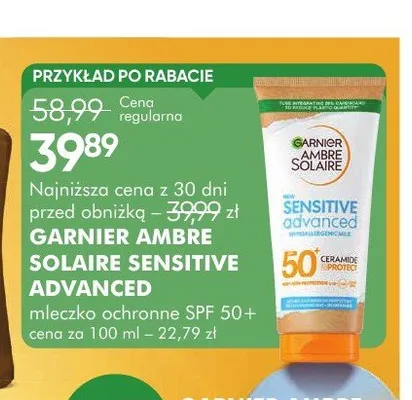 Mleczko ochronne SPF 50+ Garnier Ambre Solaire Sensitive Advanced promocja w Super-Pharm