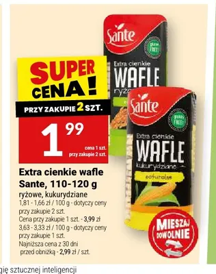 Extra cienkie wafle Sante ryżowe promocja w Twój Market