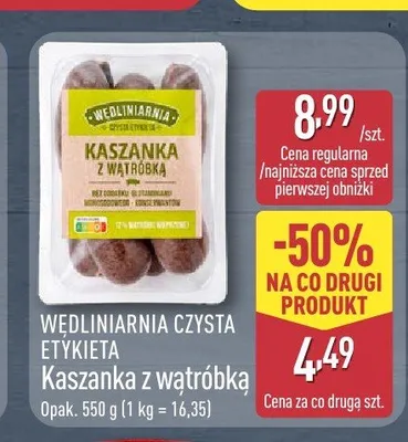 Kaszanka z wątróbką Wędliniarnia Czysta Etykieta promocja w Aldi