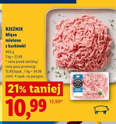 Mięso mielone z karkówki Rzeźnik promocja w Lidl