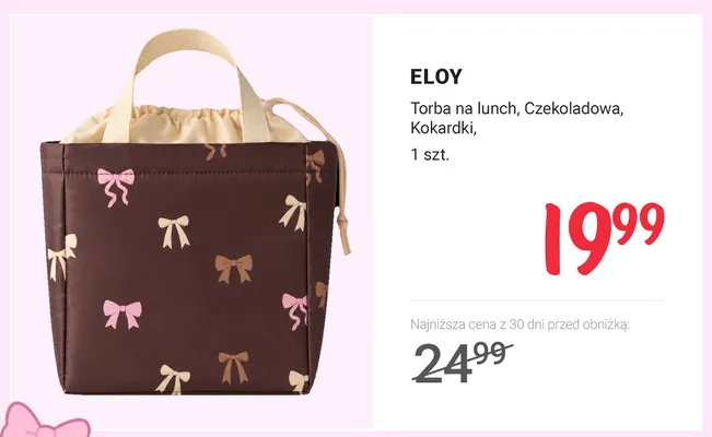 Torba na lunch Eloy Czekoladowa Kokardki promocja w Rossmann