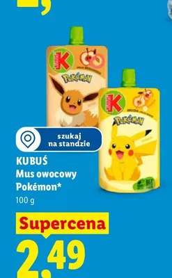 Mus owocowy Kubuś Pokémon Pikachu promocja w Lidl