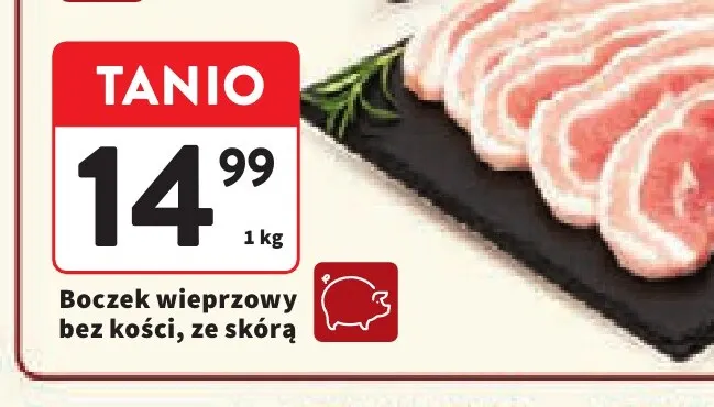 Boczek wieprzowy bez kości ze skórą promocja w Intermarche