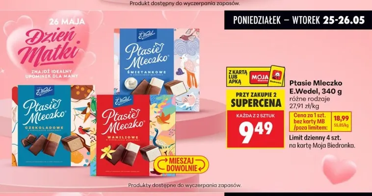 Ptasie Mleczko E.Wedel promocja w Biedronka