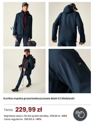 Kurtka męska przeciwdeszczowa REGATTA Matt II niebieski promocja w Regatta