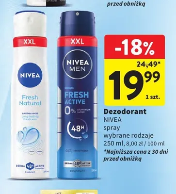 Dezodorant Nivea Men Fresh Active promocja w Intermarche