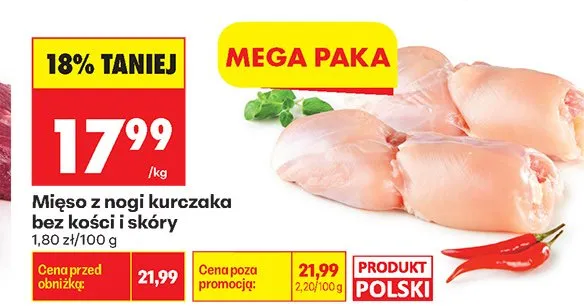 Mięso z nogi kurczaka bez kości i skóry promocja w Biedronka