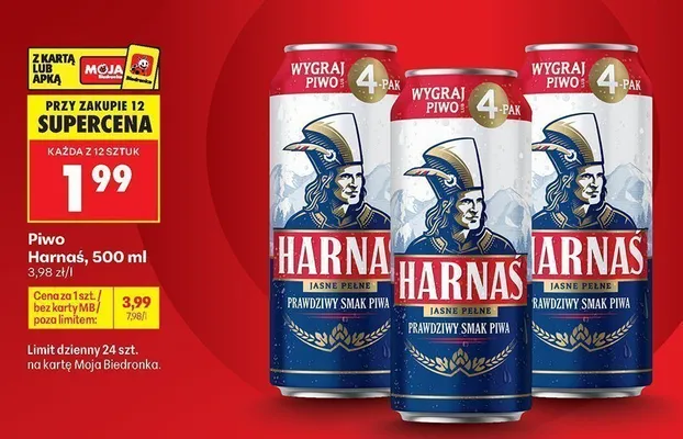 Piwo Harnaś Jasne Pełne promocja w Biedronka
