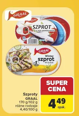 Szprot w sosie pomidorowym Graal promocja w Carrefour