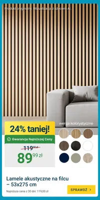 Lamele akustyczne na filcu promocja w ERLI
