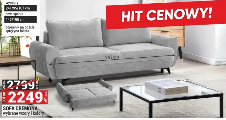 Sofa CREMONA wybrane wzory i kolory promocja w Merkury Market