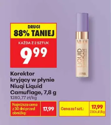 Korektor kryjący w płynie Niuqi Liquid Camouflage promocja w Biedronka