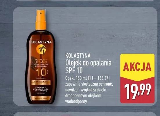 Olejek do opalania SPF 10 Kolastyna promocja w Aldi