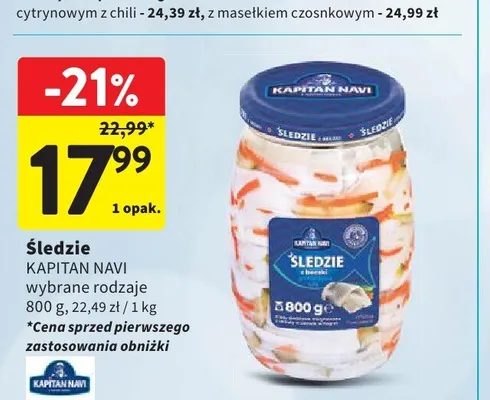 Śledzie KAPITAN NAVI promocja w Intermarche