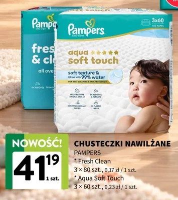 Chusteczki nawilżane Pampers Fresh Clean 3-pak promocja w Intermarche