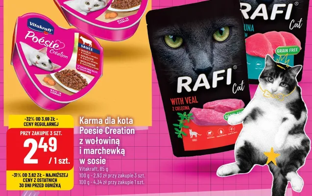 Karma dla kota Poesie Creation z wołowiną i marchewką w sosie Vitakraft promocja w POLOmarket