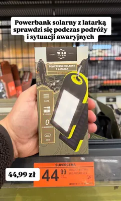 Powerbank solarny z latarką 5000mAh promocja w Biedronka