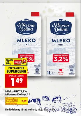 Mleko UHT Mleczna Dolina 3,2% promocja w Biedronka
