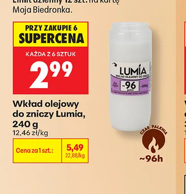 Wkład olejowy do zniczy Lumía promocja w Biedronka