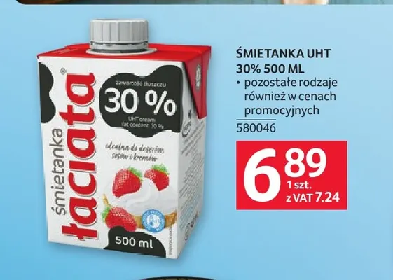 Śmietanka UHT Łaciate 30% promocja w Selgros