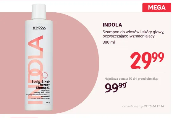 Szampon do włosów i skóry głowy oczyszczająco-wzmacniający Indola promocja w Rossmann