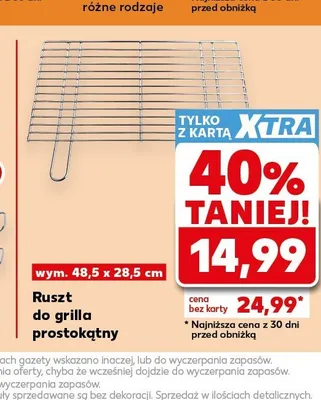 Ruszt do grilla prostokątny wym. 48,5x28,5cm promocja w Kaufland