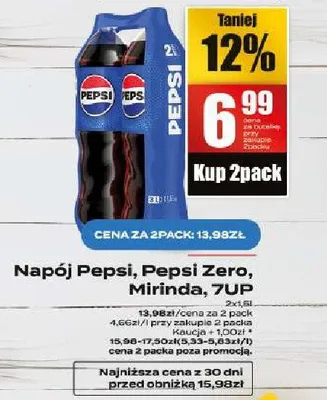 Napój pepsi, pepsi zero, mirinda, 7up promocja w Supeco