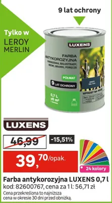 Farba antykorozyjna LUXENS 0,7l promocja w Leroy Merlin