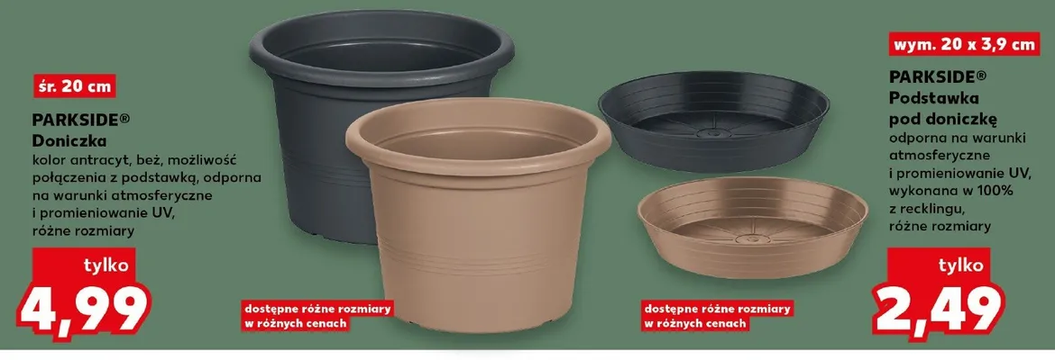 Doniczka Parkside® kolor antracyt beż promocja w Kaufland